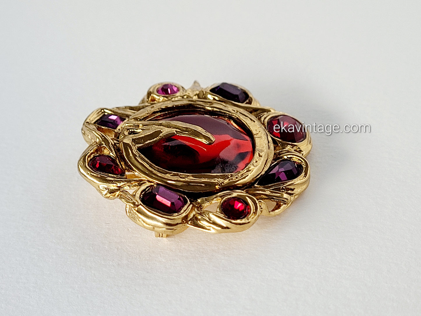 Yves Saint Laurent  - Broche  / Pendentif vintage  Fleur rouge