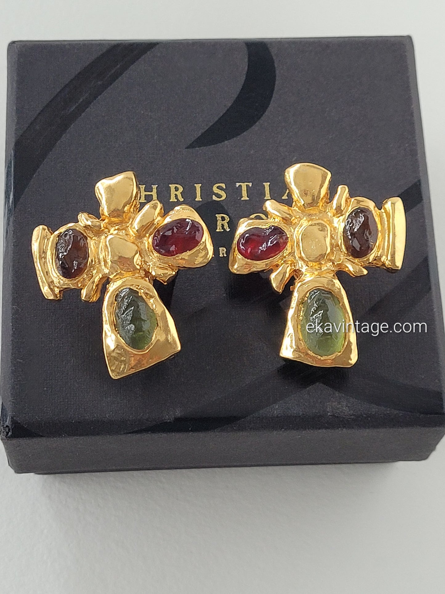 Christian Lacroix - Boucles d'oreilles vintage Croix