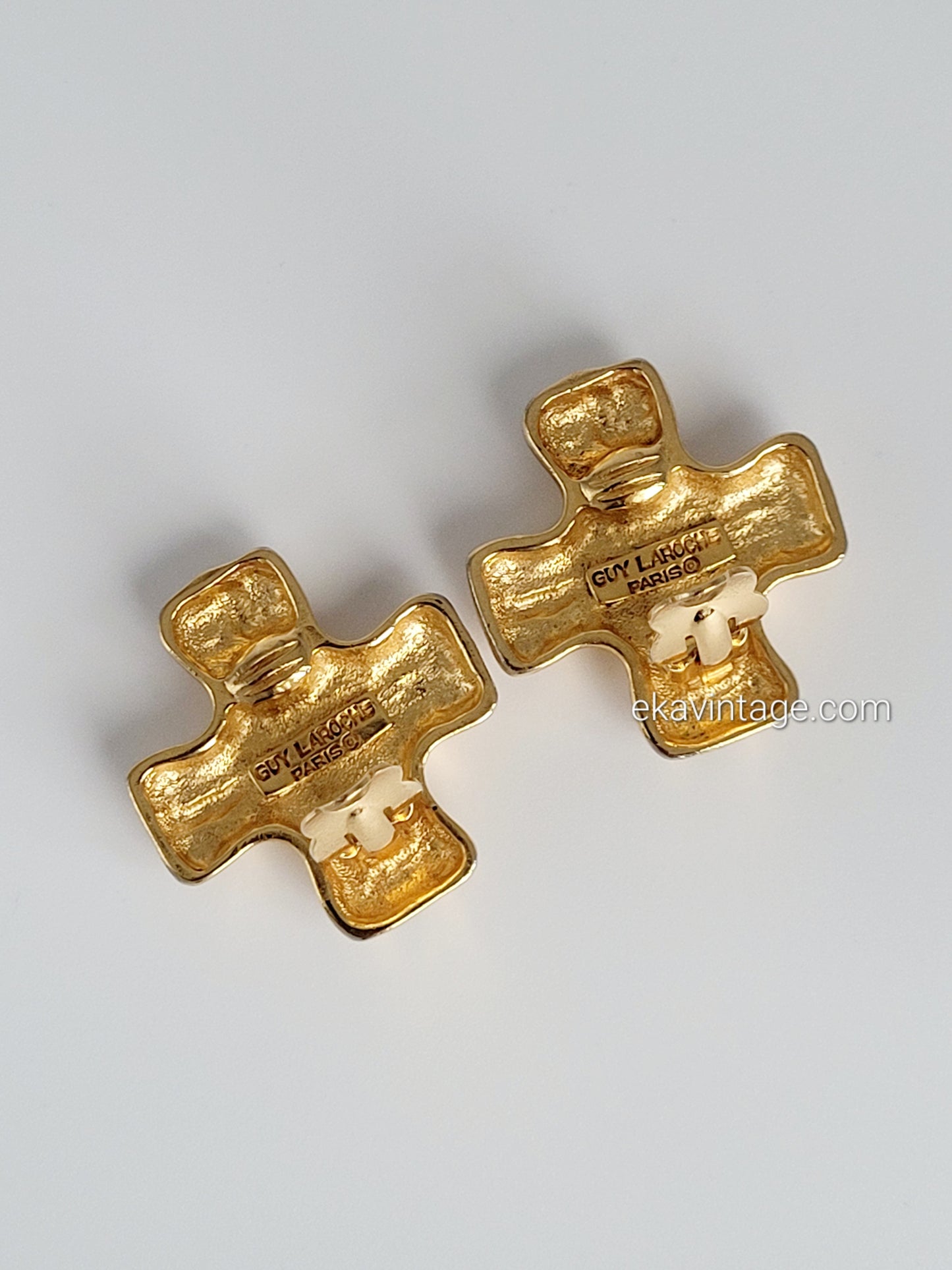 Guy Laroche - Boucles d'oreilles vintage Croix GL