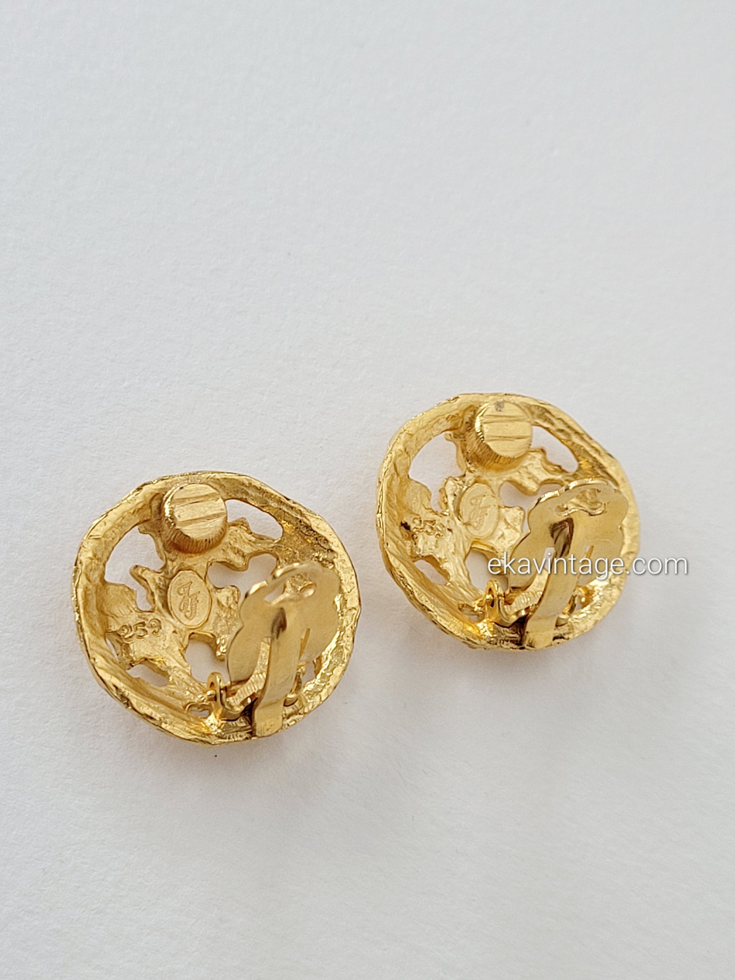 Ines de la Fressange - Boucles d'oreilles vintage - Feuilles de chêne