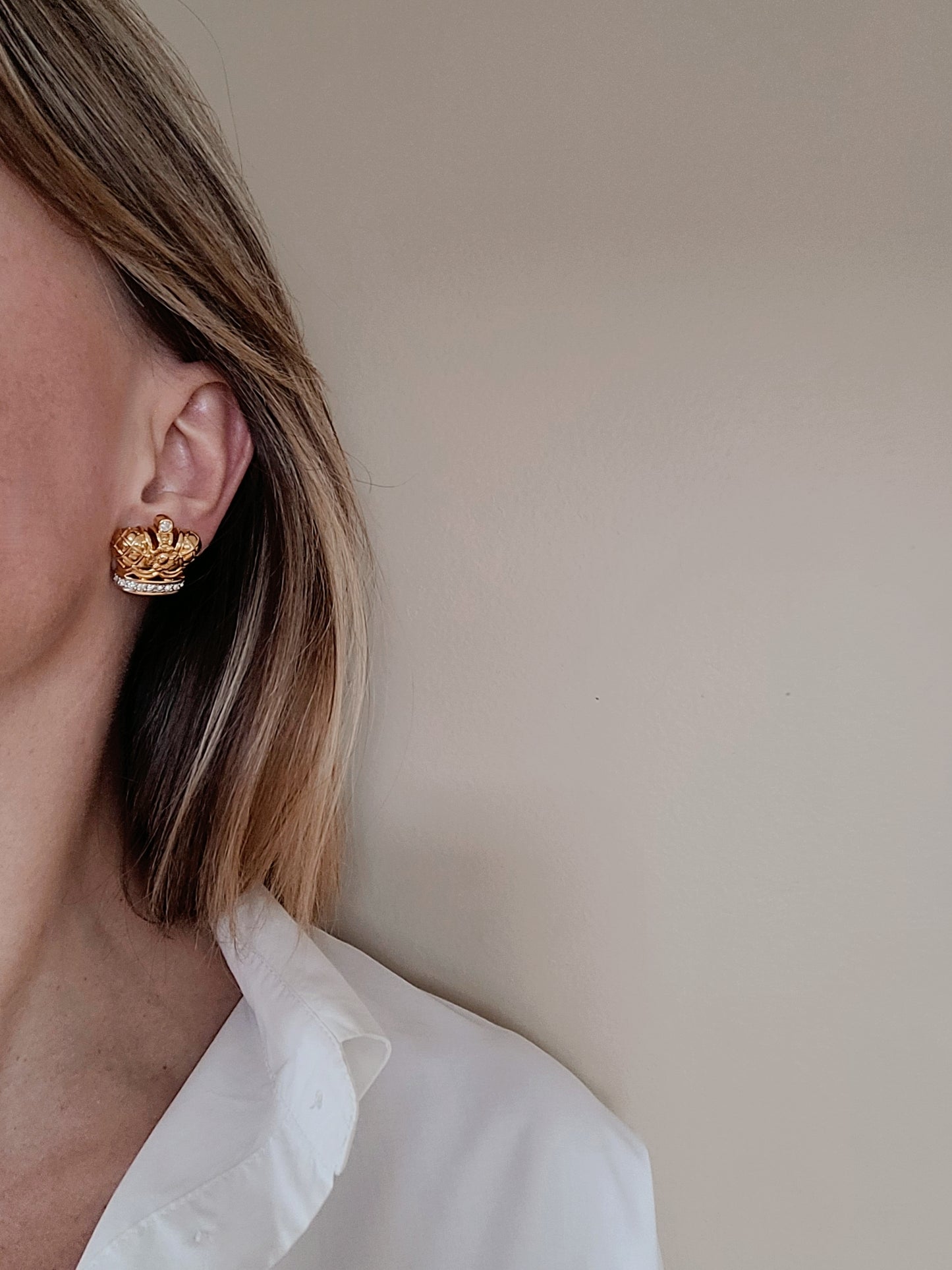 Cabouchon - Boucles d'oreilles vintage Couronne