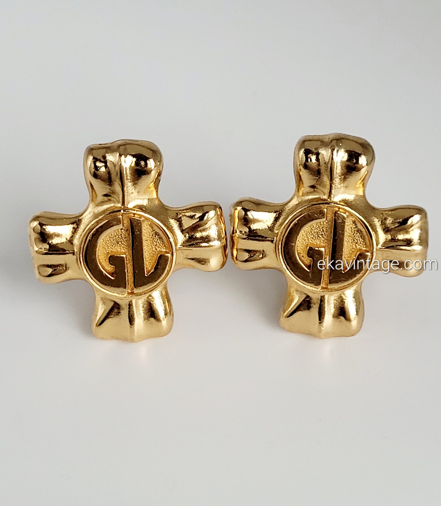 Guy Laroche - Boucles d'oreilles vintage Croix GL