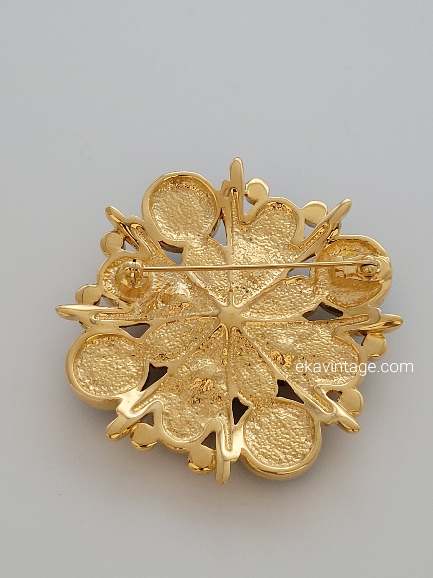 Grande broche vintage - Cabochons en verre