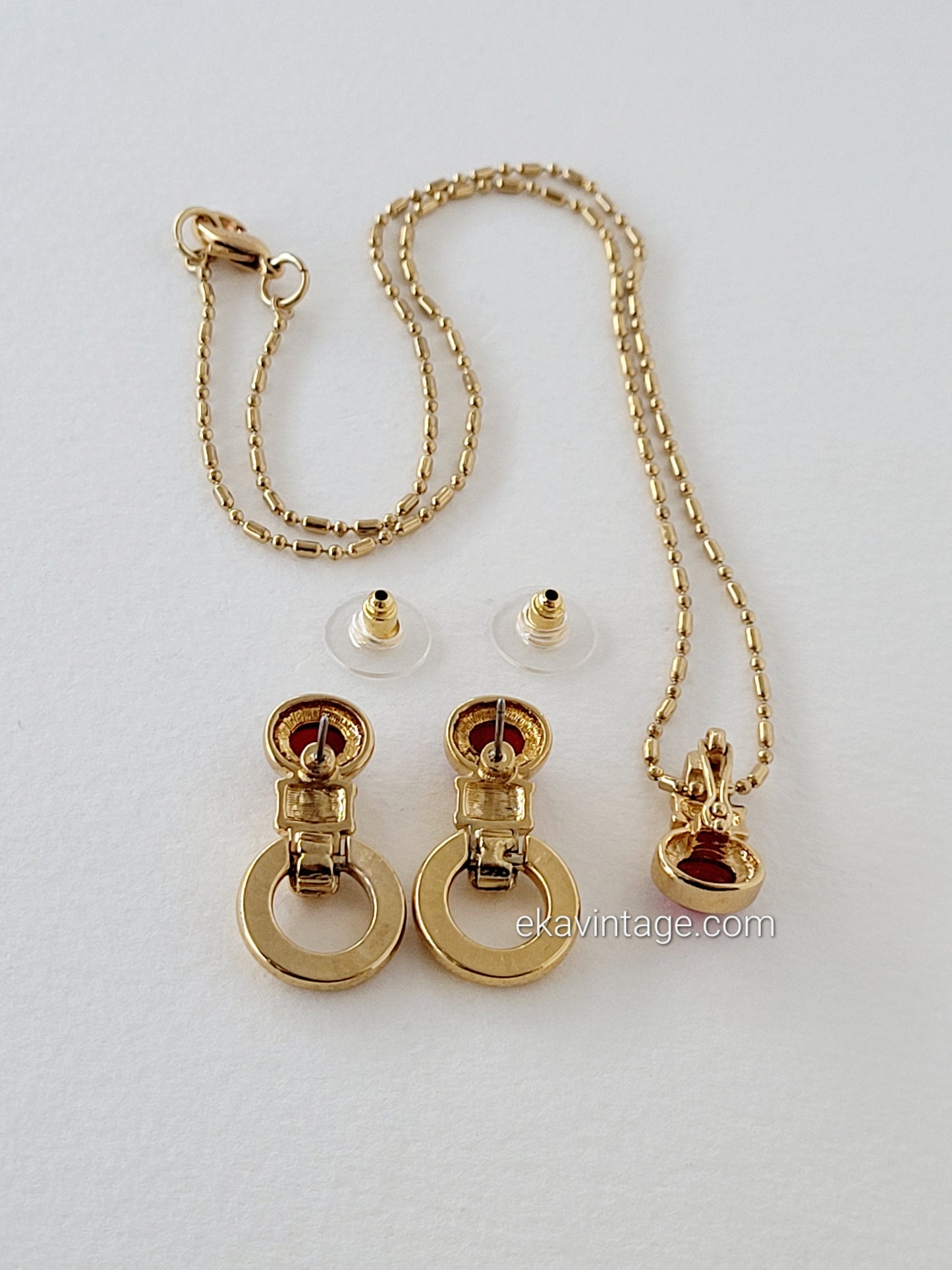 Parure vintage Cabouchon - Collier et boucles d'oreilles