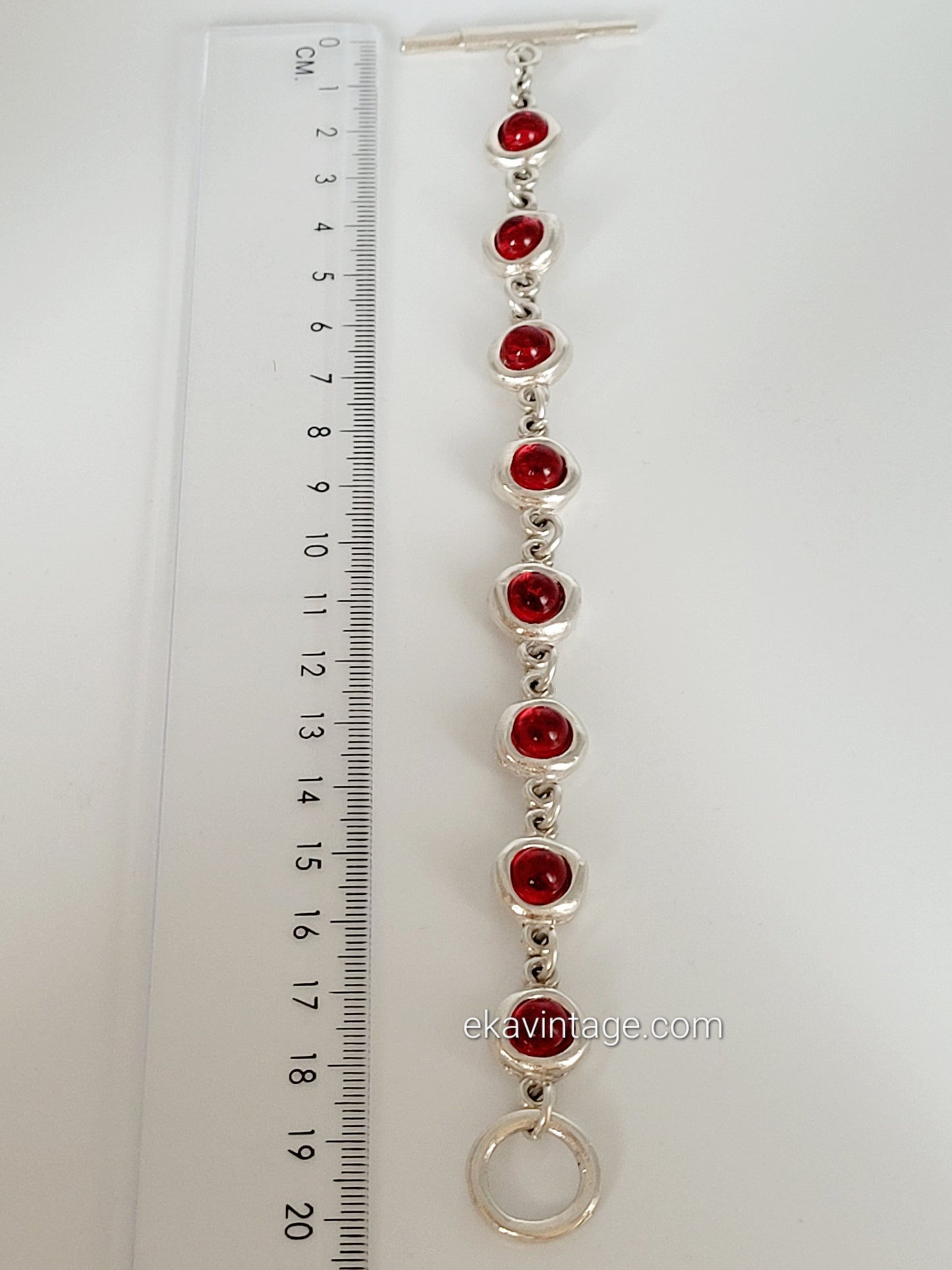 Biche de Bere - Bracelet vintage cabochons rouges