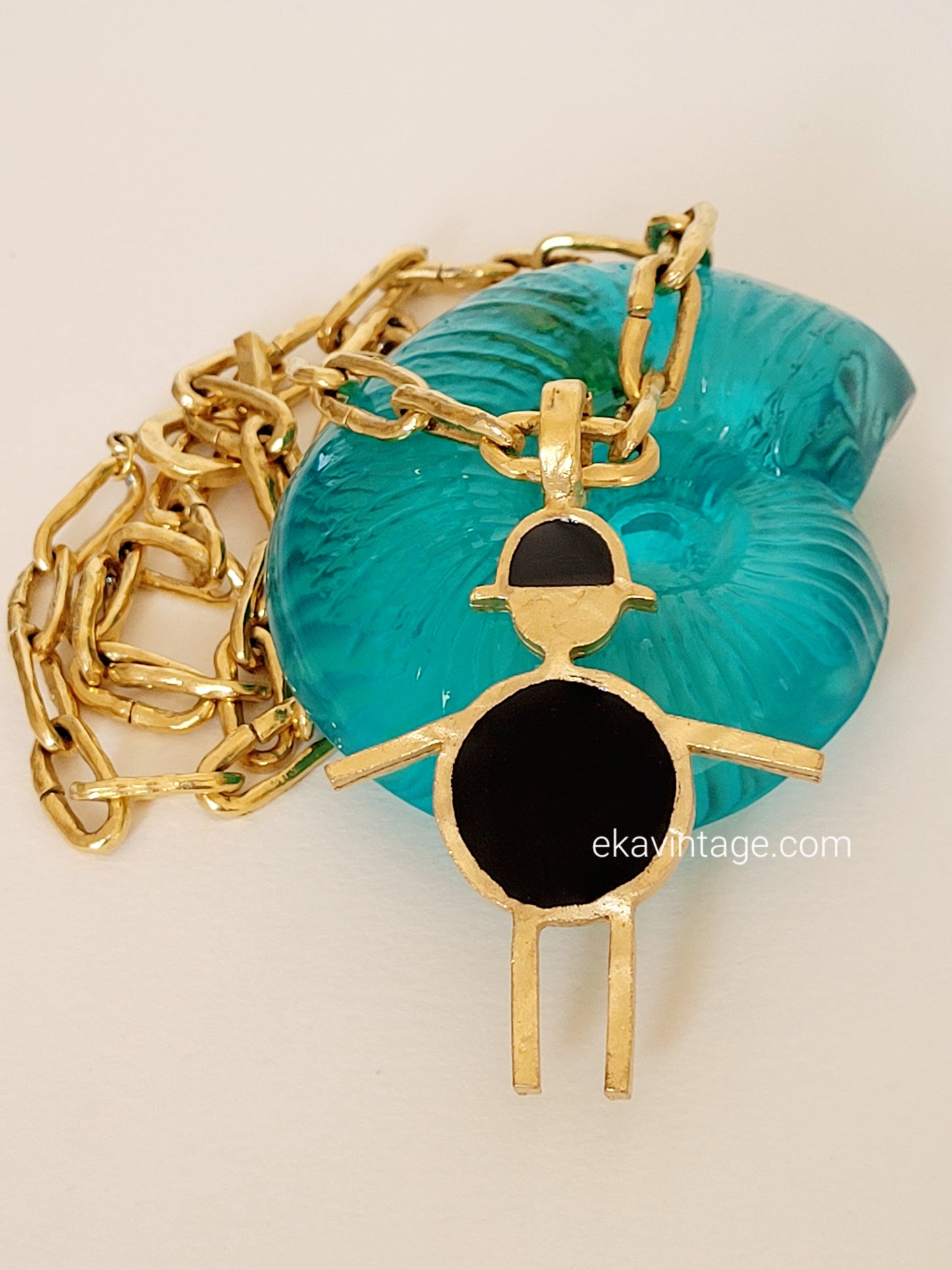 Biche de Bère - Sautoir / Collier vintage en métal martelé