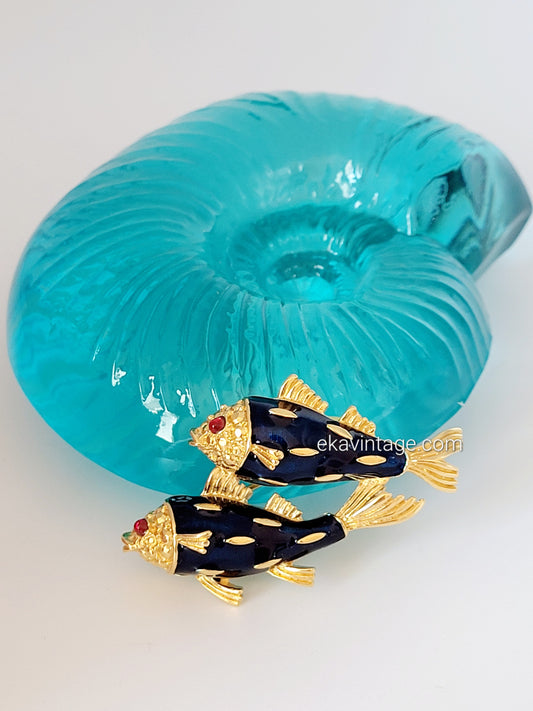 Trifari - Broche vintage Poissons