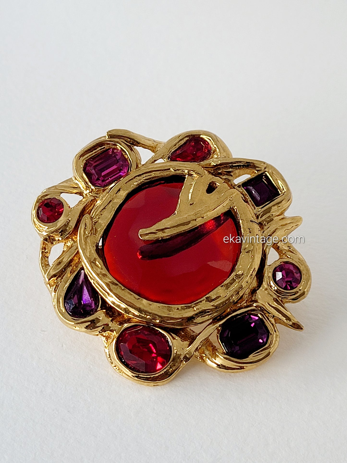 Yves Saint Laurent  - Broche  / Pendentif vintage  Fleur rouge