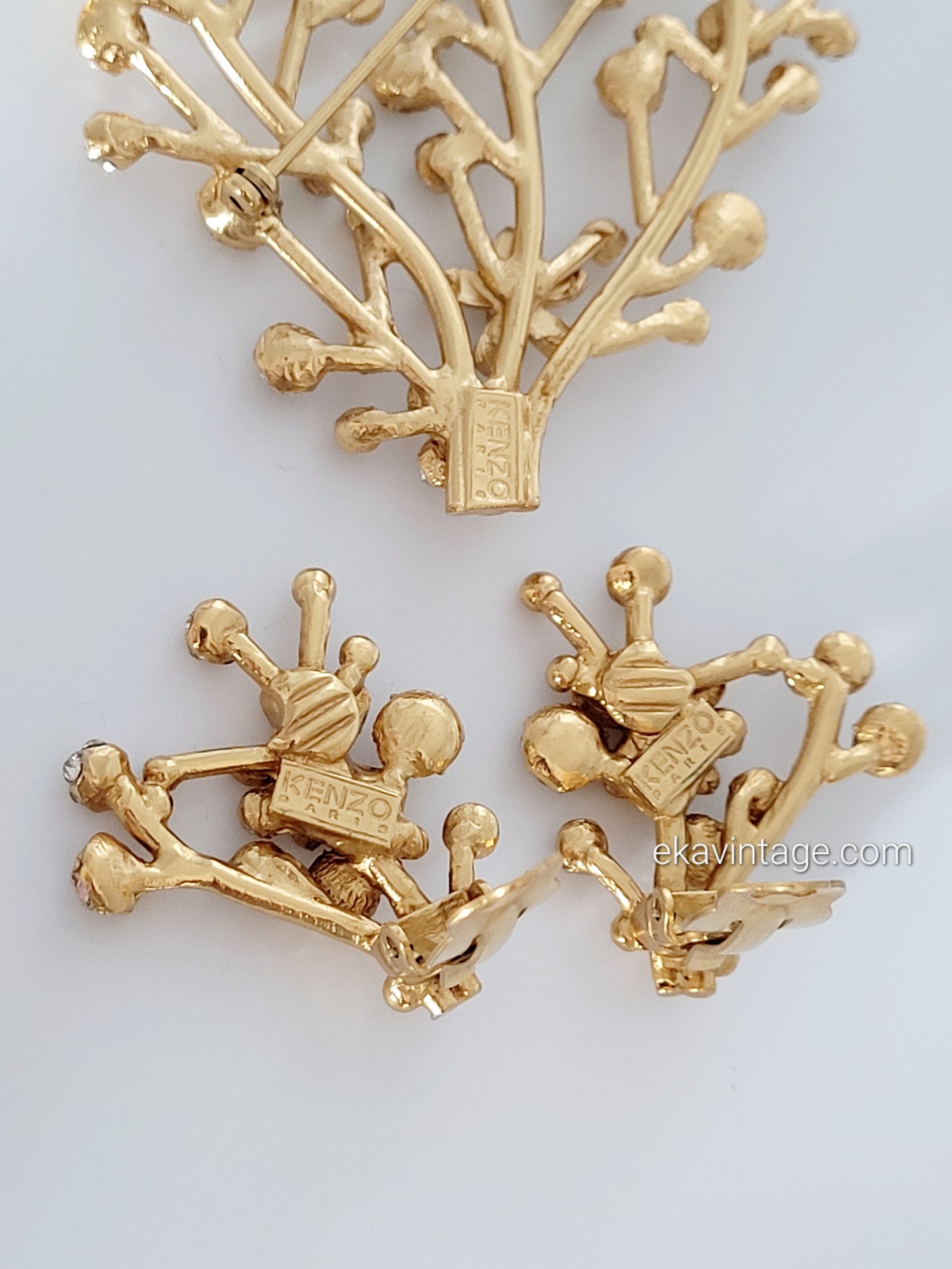 KENZO - Magnifique parure boucles d'oreilles et broche vintage