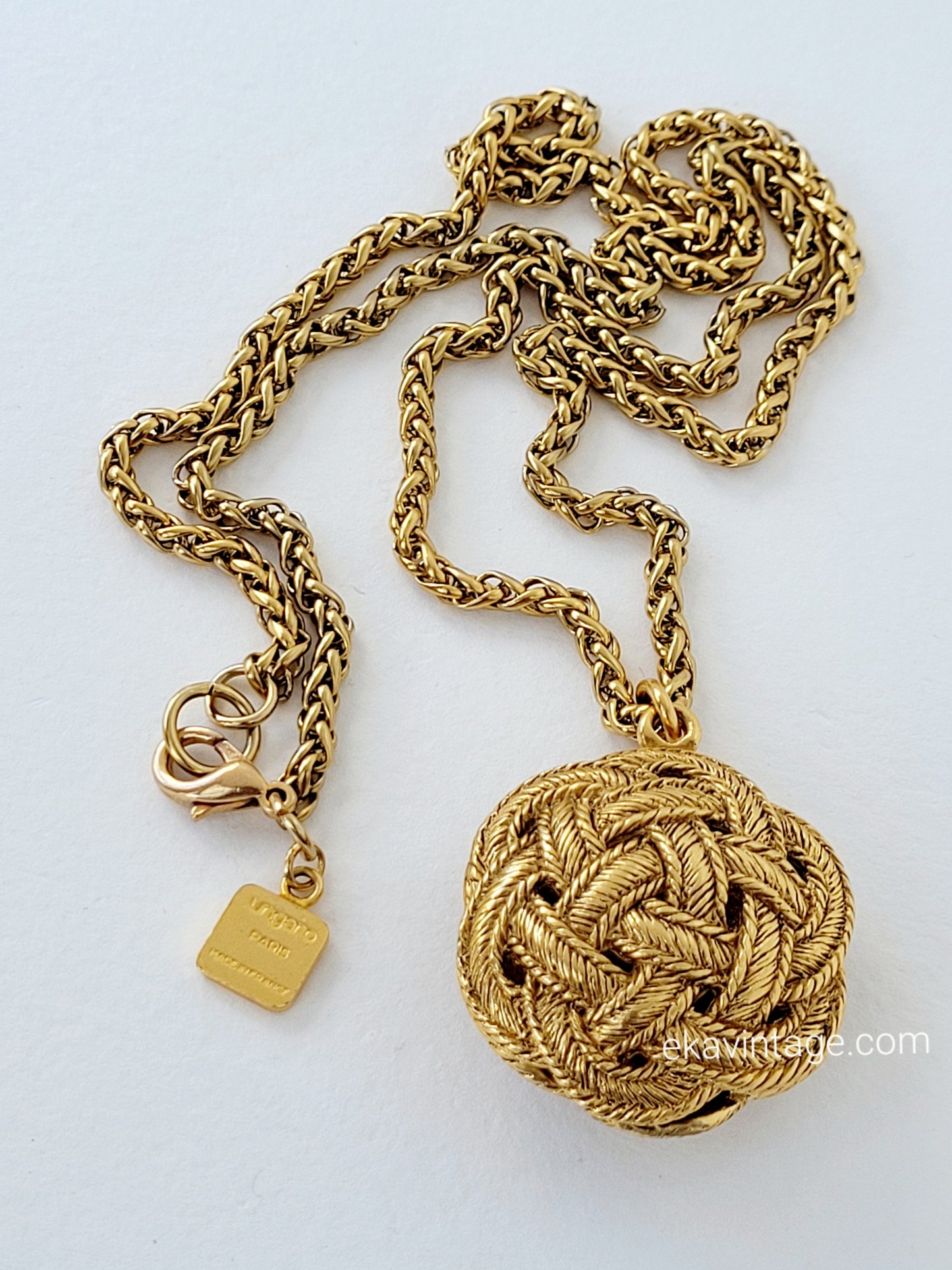 Ungaro Paris - Collier vintage pendentif tressé