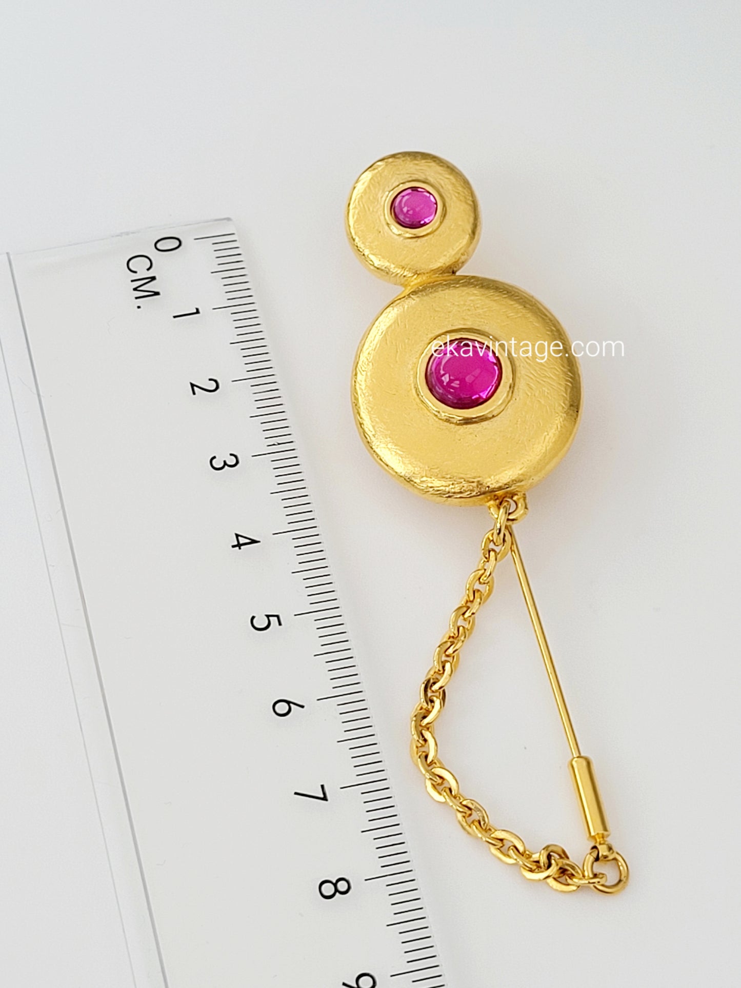 Broche/épingle vintage cabochons roses