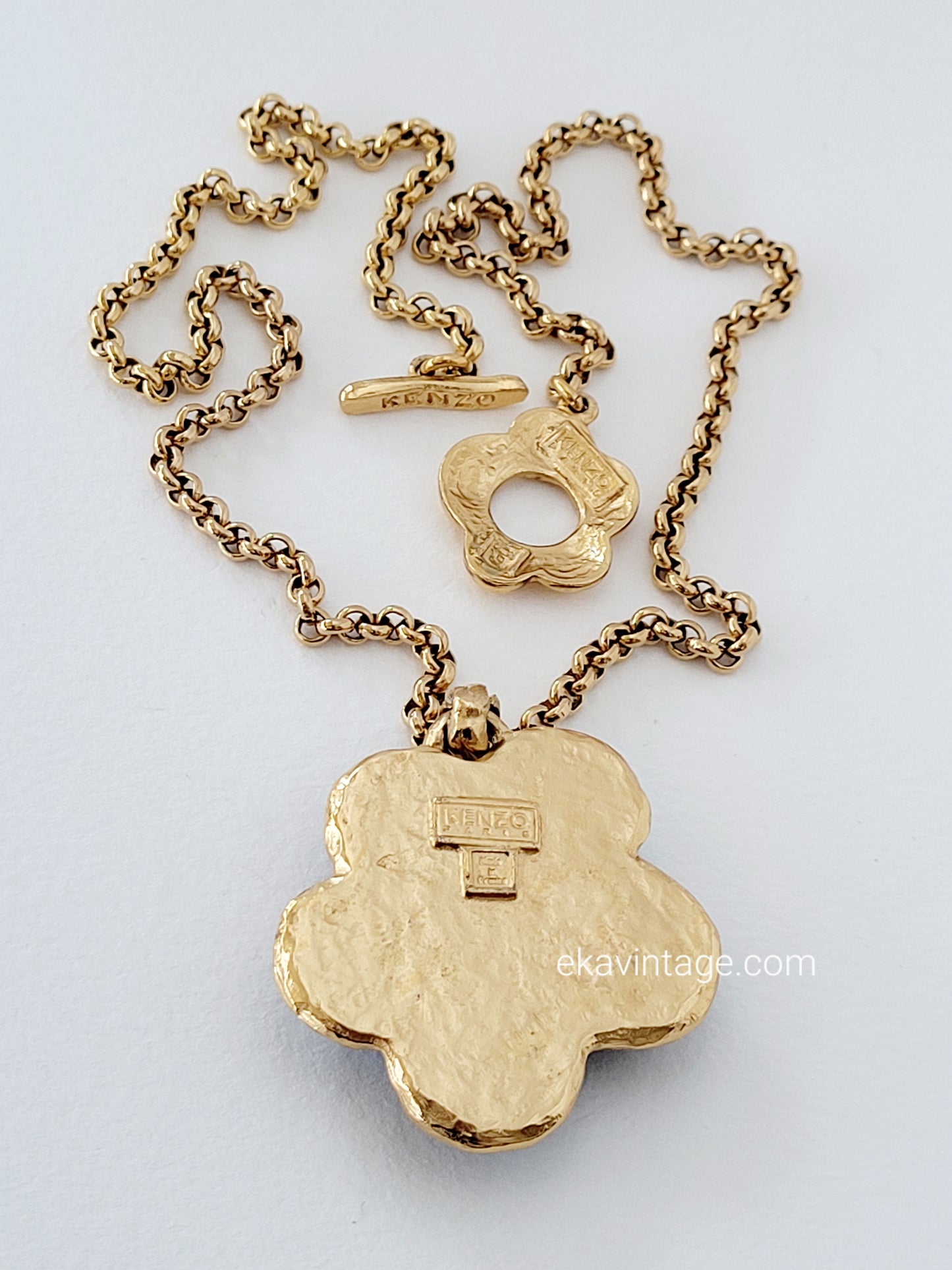 Kenzo Paris - Collier vintage avec pendentif fleur bleu