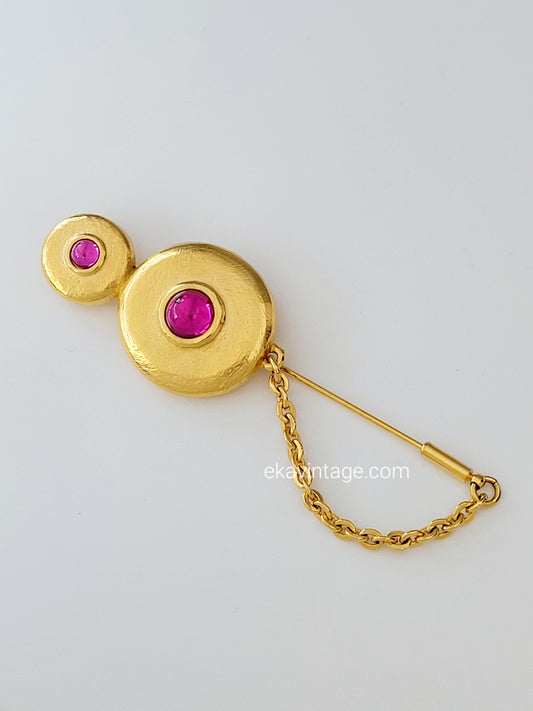 Broche/épingle vintage cabochons roses