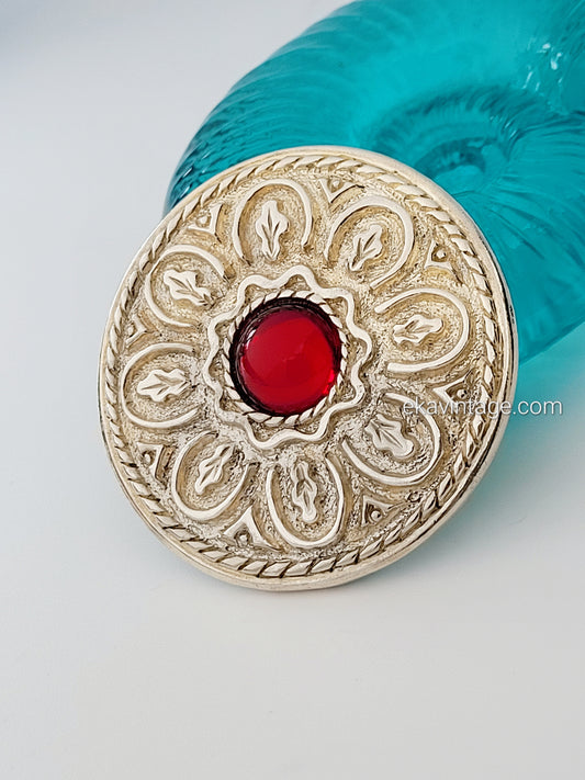 Guy Laroche - Broche vintage Cabochon rouge