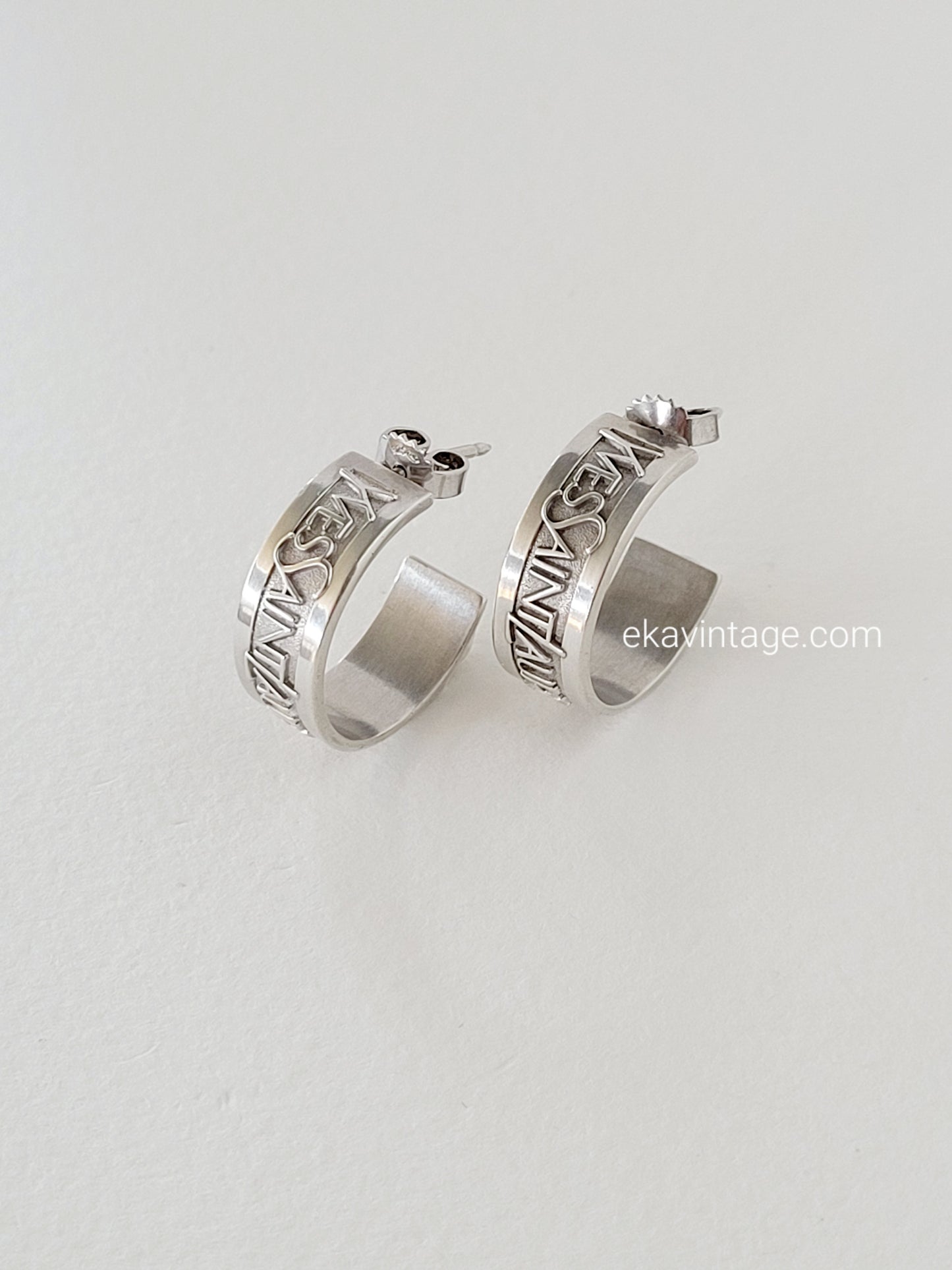 Yves Saint Laurent - Boucles d'oreilles vintage Collection Argent