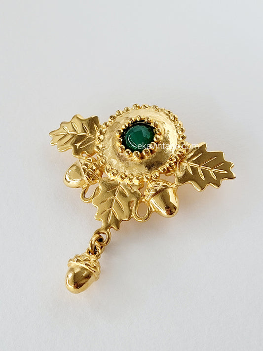 Inès de la Fressange - Broche vintage-cabochon vert